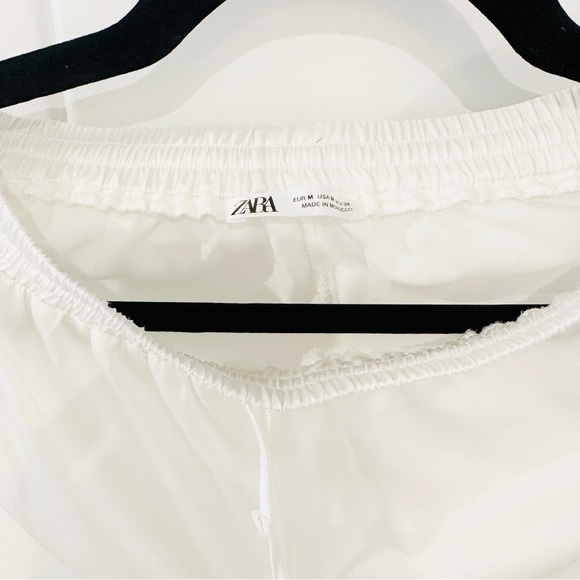 Zara "SATIN EFFECT" Matching Set Shirt and Pants in White (S/M) - Picture 8 of 9